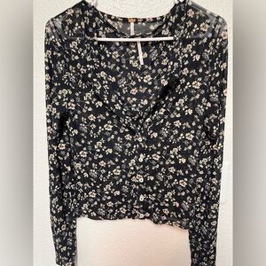 Free People Twosie For One Top Set 2pc Tank And Long Sleeve Button Front Sheer M